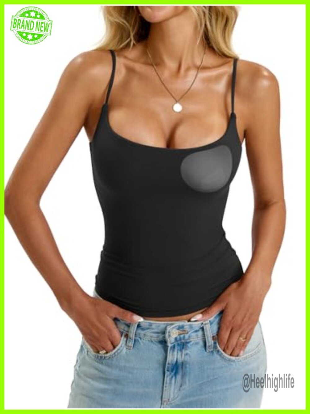 Womens Padded Camisole Tank Top Double Lined Built in Bra Slim Fit